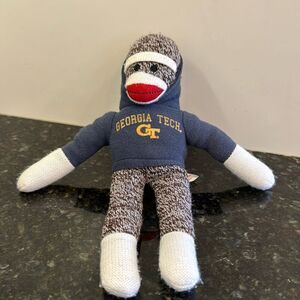 GEORGIA TECH YELLOW JACKETS 12” SOCK MONKEY W/ SCHOOL NAME, GT LOGO ON SHIRT*